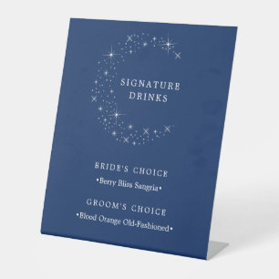 Celestial Elegant Moon Wedding Signature Drinks Sockelschild