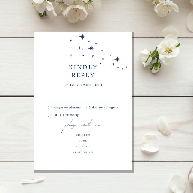 Celestial Elegant Wedding Menu RSVP Response Card (Von Creator hochgeladen)