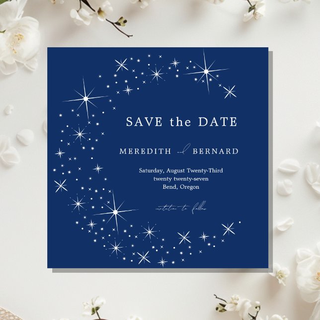 Celestial Elegant Wedding Moon Blue Save The Date (Von Creator hochgeladen)