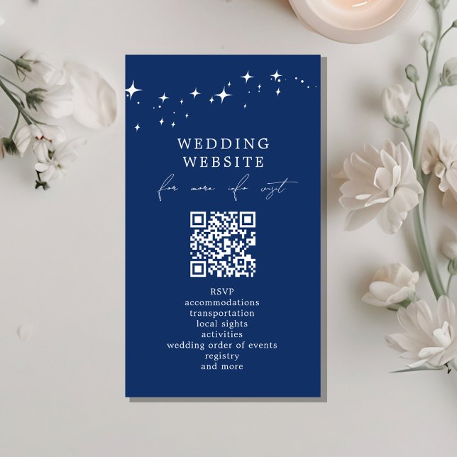 Celestial Elegant Wedding QR Code Website Details Begleitkarte (Von Creator hochgeladen)