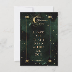 Celestial Emerald Moon Affirmation Card