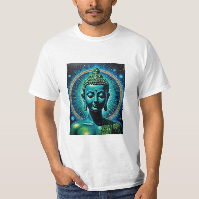 Celestial Enlighed Buddha Glow Art T Shirt (Vorderseite)
