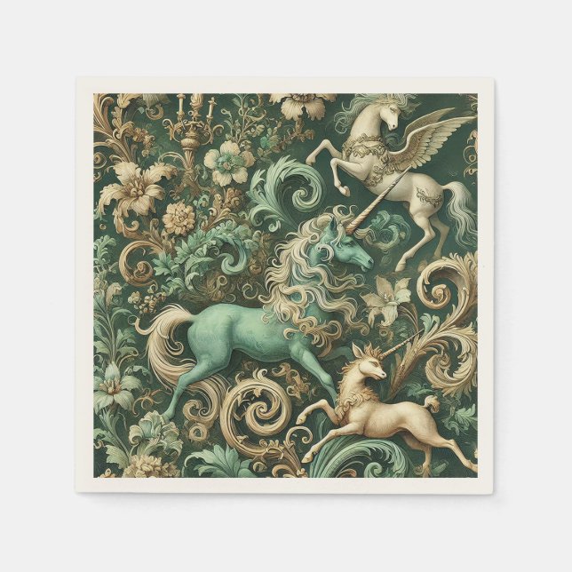 Celestial Equinox - Mythisches Einhorn Serviette (Vorderseite)