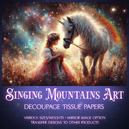 Celestial Fantasy Unicorn In Meadow Decoupage Seidenpapier