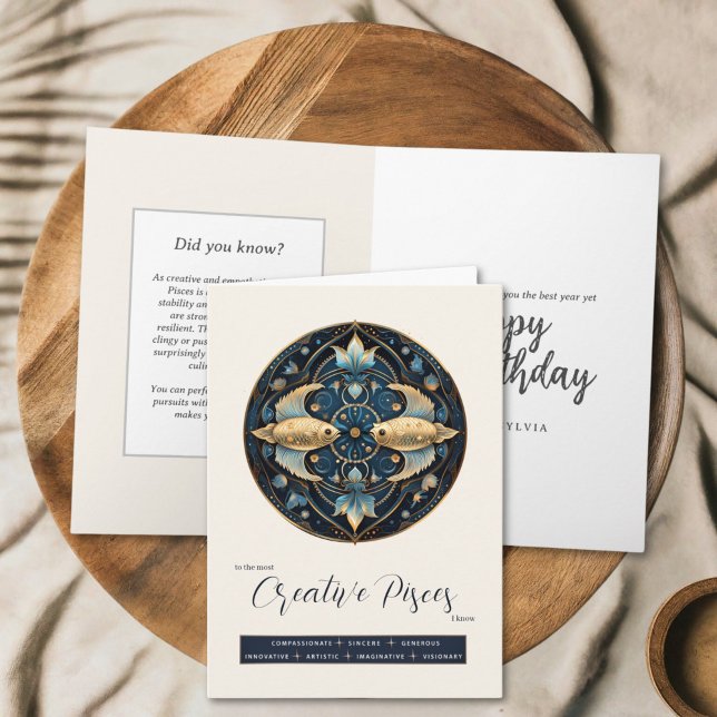 Celestial Fantasy Zodiac Symbol Pisces Birthday Karte (Von Creator hochgeladen)