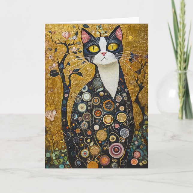 Celestial Feline in Gold Einladung (Vorderseite)