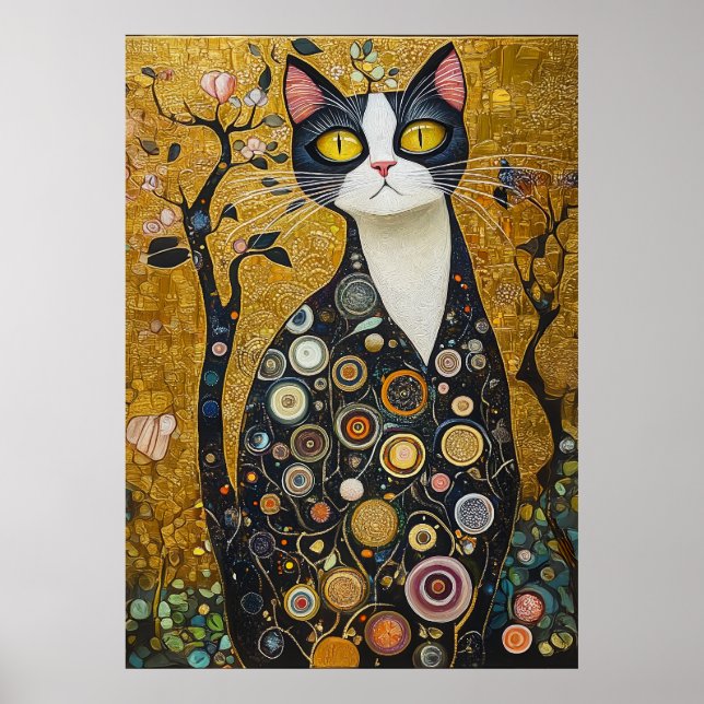 Celestial Feline in Gold Poster (Vorne)