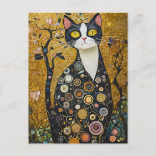 Celestial Feline in Gold Postkarte