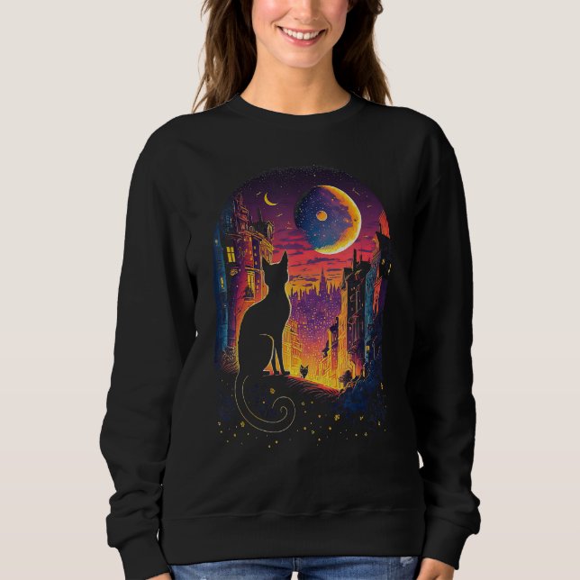 Celestial Feline  Moon Cat's Spell Sweatshirt (Vorderseite)