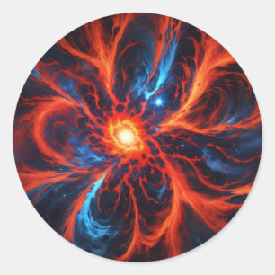 Celestial Fire Cosmic Abstrakt Runder Aufkleber
