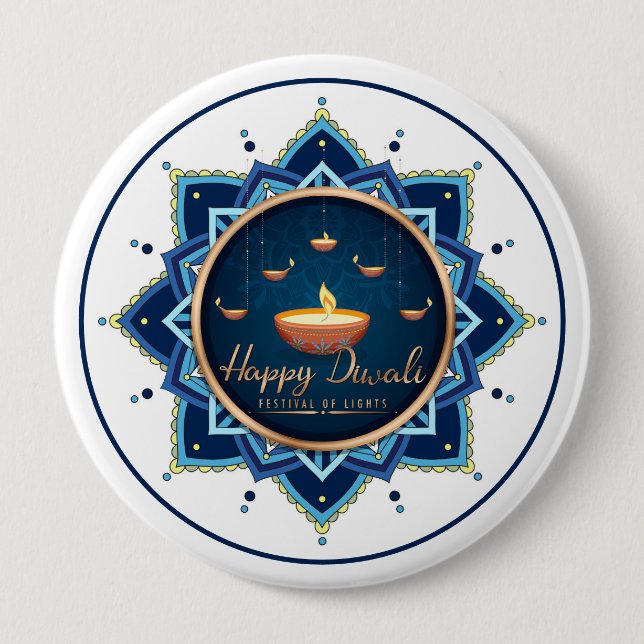 Celestial Flame - Diwali Mandala Glow Button (Vorderseite)