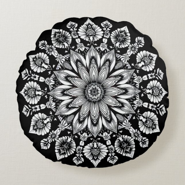 Celestial Flora Rundes Kissen (Vorderseite)
