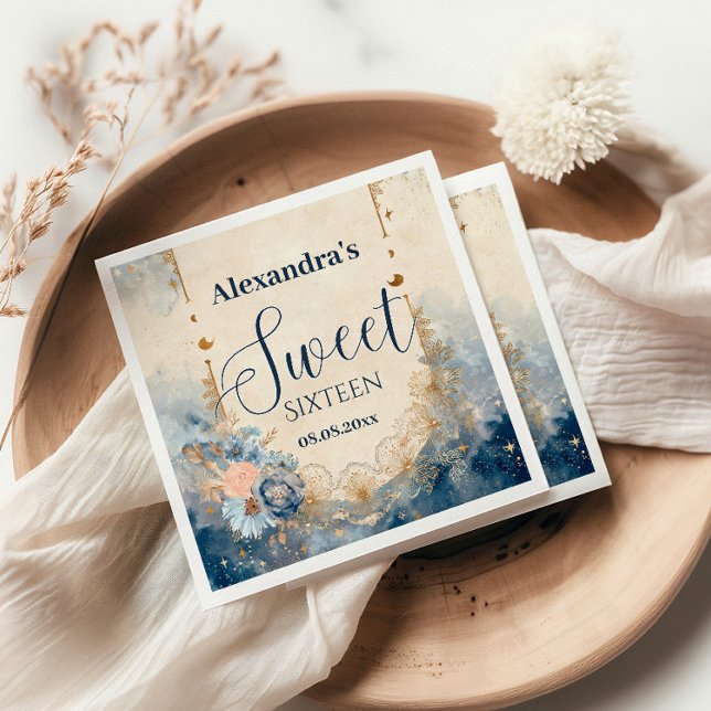 Celestial Floral Art Nouveau Sweet Sixteen Serviette (Von Creator hochgeladen)