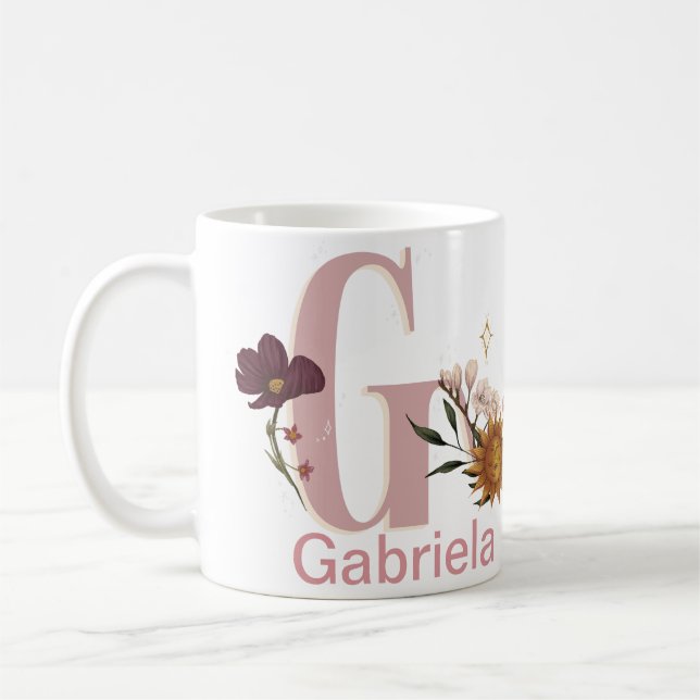 Celestial Floral Individuelle Name Letter G Monogr Kaffeetasse (Links)