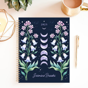 Celestial Floral Moon Phase Individuelle Name Planer