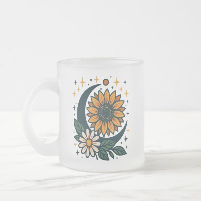 Celestial Flower Frosted Glass Mug Mattglastasse (Links)