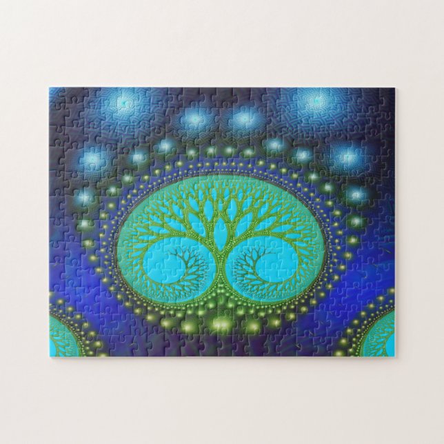 Celestial Forest Nature Muster Abstrakte Kunst Puzzle (Horizontal)