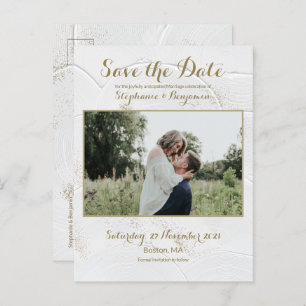 Celestial Foto White Gold Save the Date Postkarte