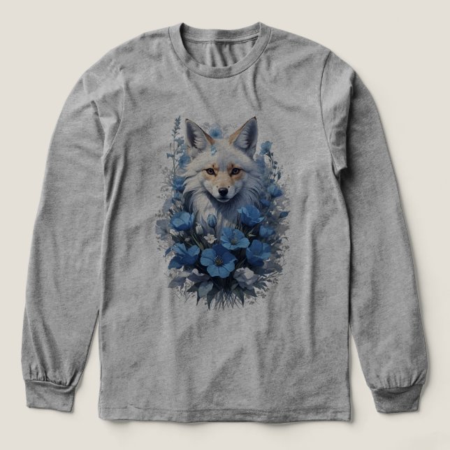 Celestial Fox in Blue Bloom Tri-Blend Shirt (Design Vorderseite)