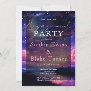 Celestial Full Moon Stars Hochzeitsfeier Einladung