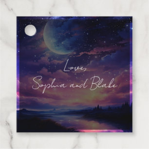 Celestial Full Moon Stars Personalisiert Hochzeit Geschenkanhänger