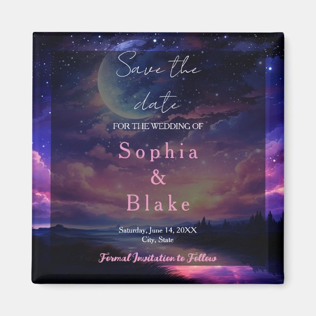 Celestial Full Moon Stars Wedding Save the Date Magnet (Vorne)