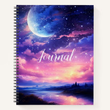 Celestial Full Moon Stars Wolken Mystical Journal