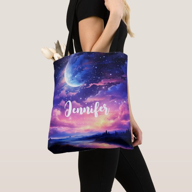 Celestial Full Moon Stars Wolken Mystische Hochzei (Von Nahem)