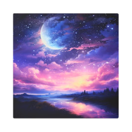 Celestial Full Moon Stars Wolken Mystische Lila