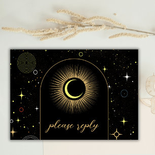 Celestial Galaxy Black Mystical Wedding RSVP