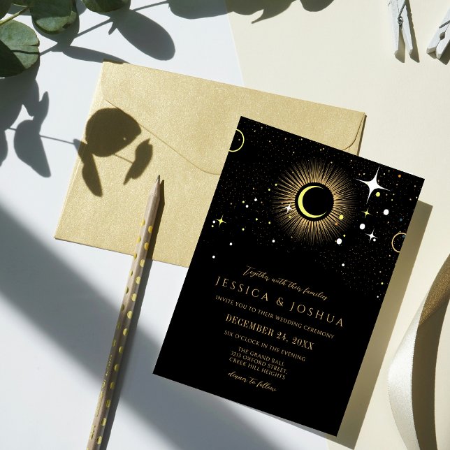 Celestial Galaxy Black Wedding Einladung (Von Creator hochgeladen)
