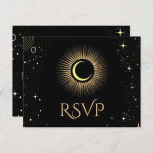 Celestial Galaxy Black Wedding RSVP