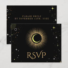 Celestial Galaxy Black Wedding RSVP Karte