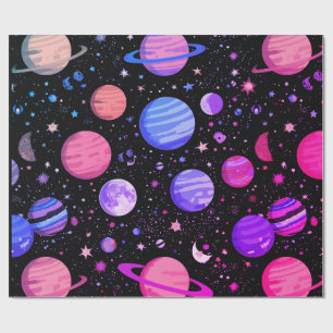 Celestial Galaxy Geschenkpapier schwarz