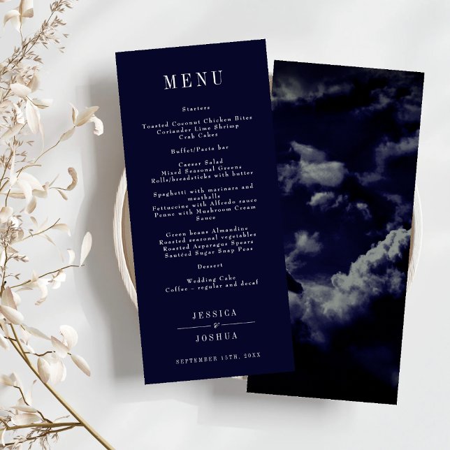 Celestial Galaxy Night Sky Navy Blue Dinner Menükarte (Von Creator hochgeladen)