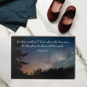 Celestial Galaxy Night Sky Trees Scripture Puzzle