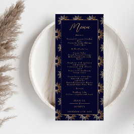 Celestial Galaxy Sun Golden Navy Blue Menükarte