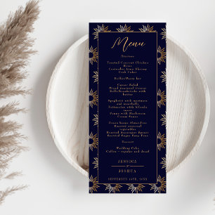 Celestial Galaxy Sun Golden Navy Blue Menükarte