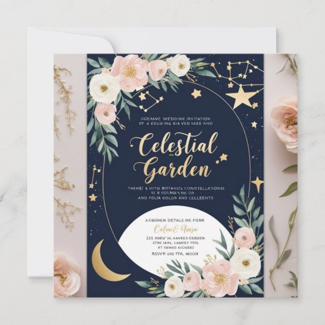 Celestial Garden Wedding Einladung (Vorderseite)