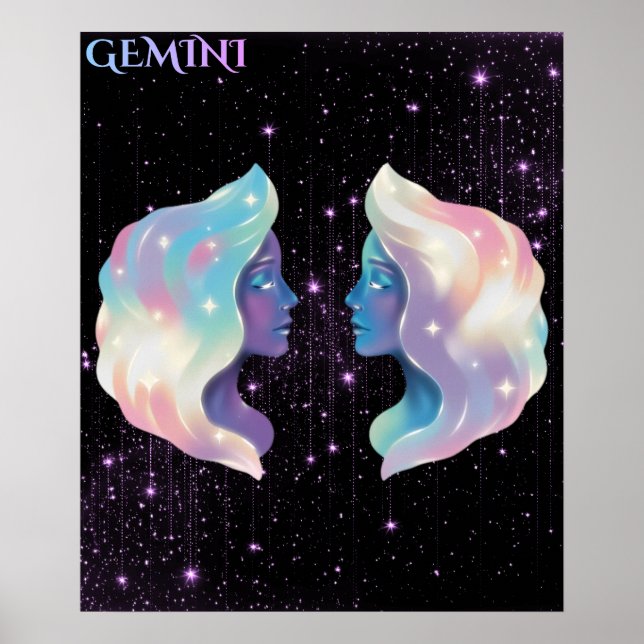 Celestial Gemini – Astrology Art Poster (Vorne)
