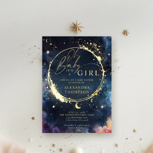 Celestial Gift Mitternacht Blue Elegante Babydusch Folieneinladung