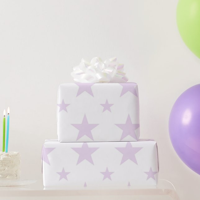 Celestial Girly Pastel Purple Stars Pattern Spring Geschenkpapier (Partygeschenke)