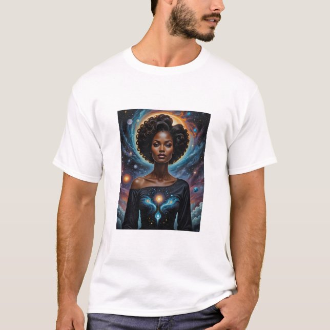 Celestial Goddess Cosmic Energy Galaxy Art T-Shirt (Vorderseite)