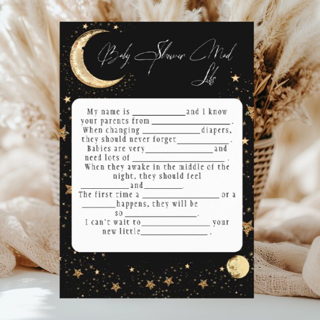 Celestial Gold Black Baby Shower Mad Libs Flyer (Von Creator hochgeladen)