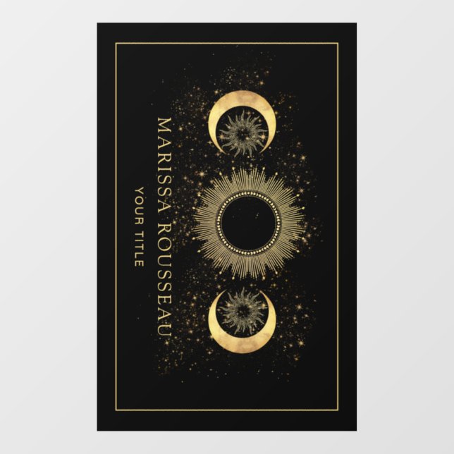 Celestial Gold Black Sun Moon Fensterheber Fensteraufkleber (Blatt)
