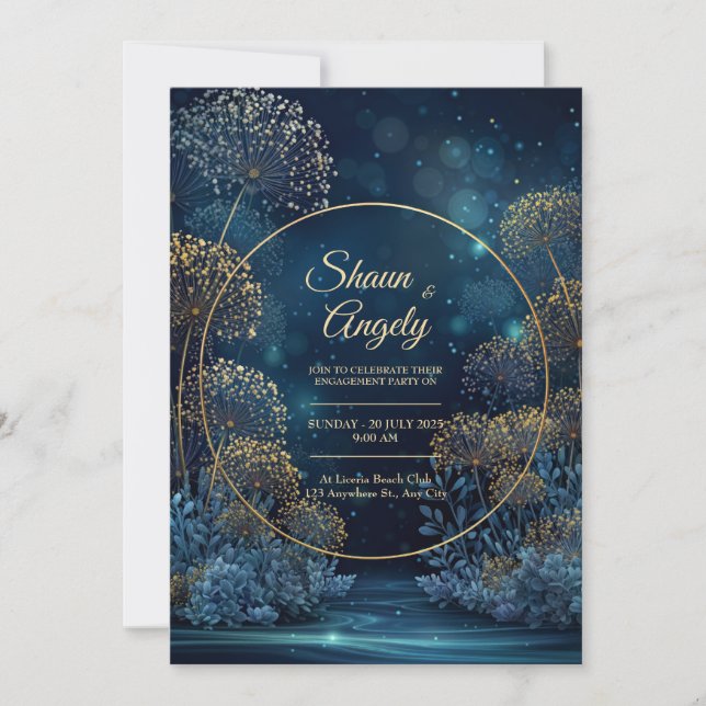 Celestial Gold Forest Circle Wedding Einladung (Vorderseite)