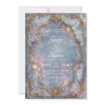 Celestial Gold Frame Galaxy Hochzeitseinladung