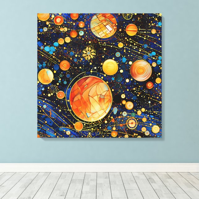 Celestial Gold Galaxy Leinwand Art (Insitu (Holzboden))