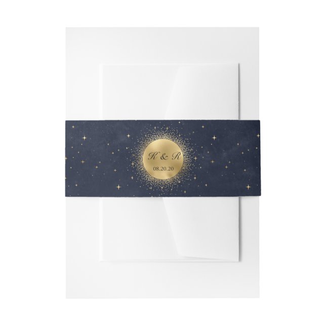 Celestial Gold Moon Midnight Wedding Bly Band (Vorderseite Beispiel)
