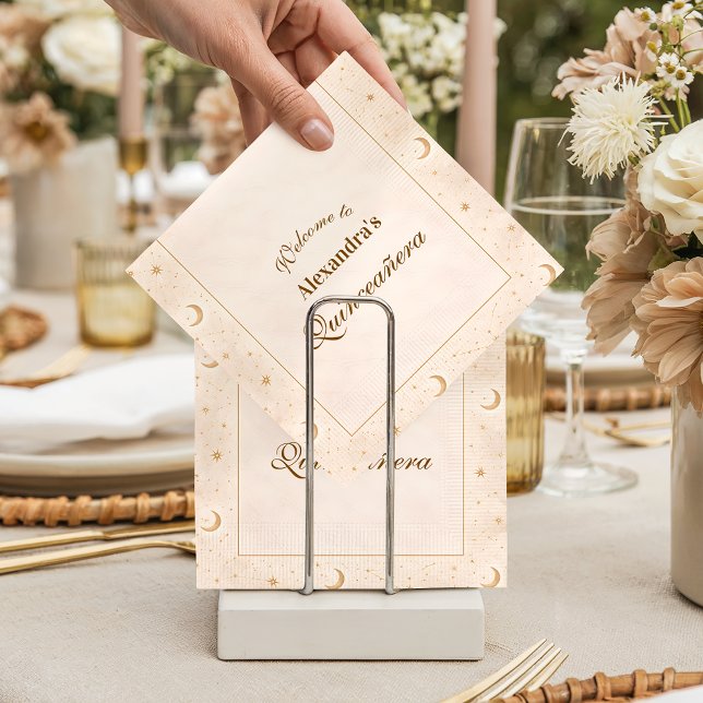 Celestial Gold Moon Quinceañera Serviette (Von Creator hochgeladen)